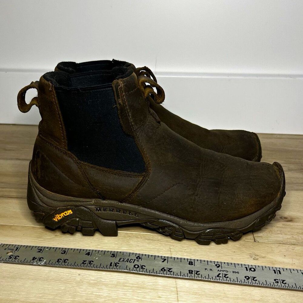 Merrell Moab Men's Chelsea Ankle Boots Leather Lined Brown/Black 9.5 M